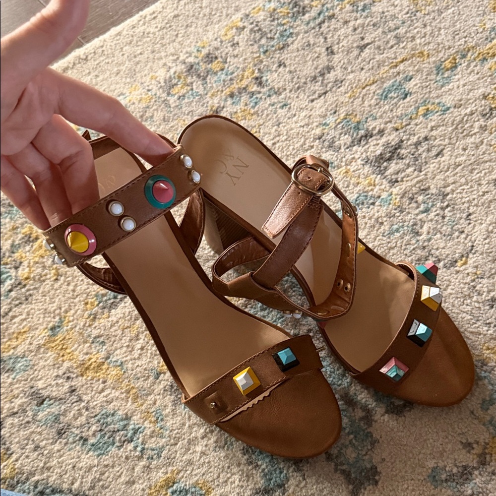 Zara Brown Sandals with Multicolor Accents